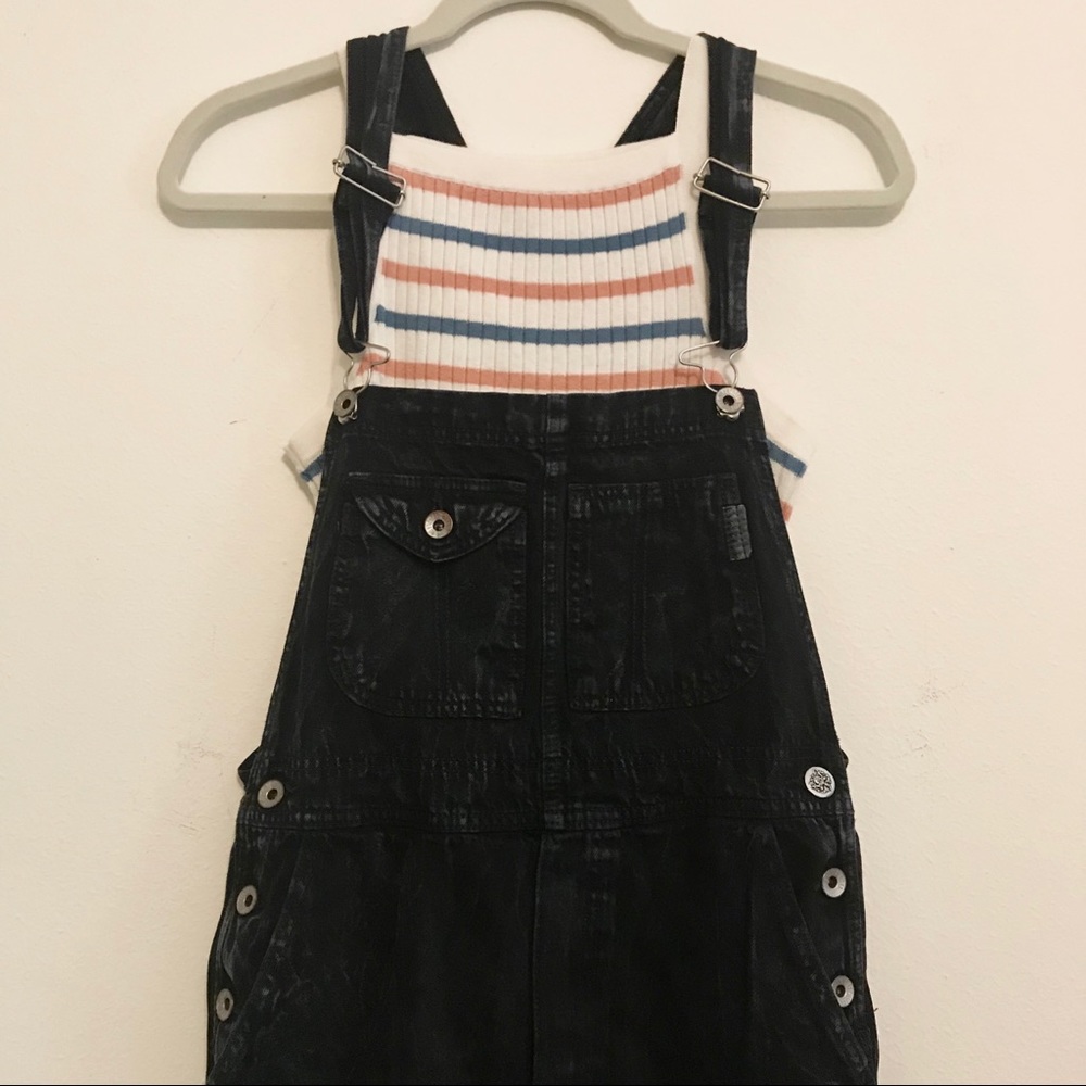 Vintage Distressed Black Overall Shorts